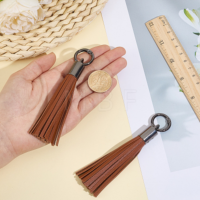 2Pcs Imitation Leather Tassel Pendant Decorations AJEW-CL0005-10B-1