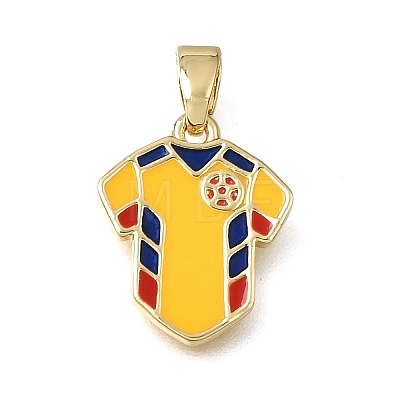 Brass with Yellow Enamel Pendants KK-CBAA632-12G-1