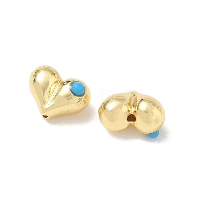 Brass Heart Beads KK-D289-06G-1