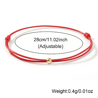 Brass Round Ball Polyester Cord Braided Bracelets QR8302-3-1