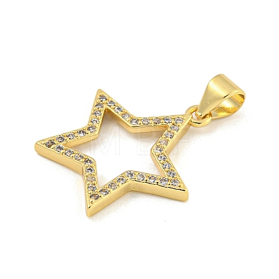 Star Rack Plating Brass Micro Pave Clear Cubic Zirconia Pendants KK-Z053-07G-1