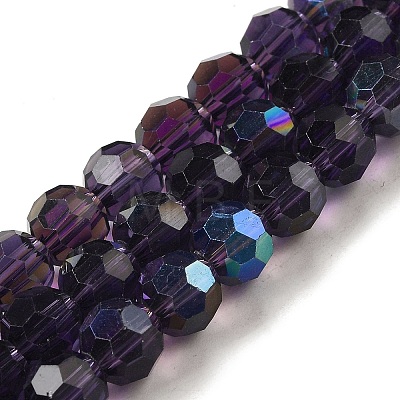 Electroplate Transparent Glass Beads Strands EGLA-A035-T8mm-L15-1