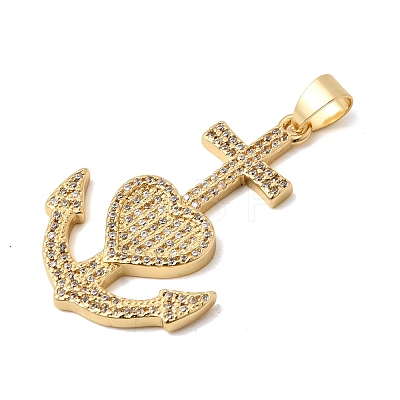 Brass Micro Pave Clear Cubic Zirconia Pendants KK-H267-39G-1