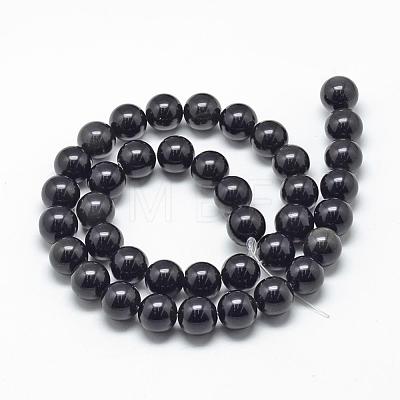 Natural Obsidian Beads Strands G-R446-8mm-24-1