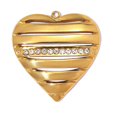 304 Stainless Steel with Crystal Rhinestone Pendants RB-OY001-05G-1