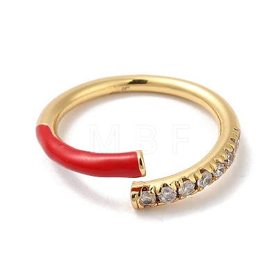 Rack Plating Brass Cubic Zirconia Open Cuff Rings for Women RJEW-S407-04H-1