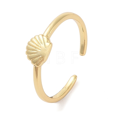 Shell Shape Brass Open Cuff Rings KK-K384-04G-1