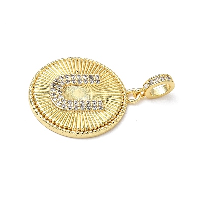 Brass Micro Pave Clear Cubic Zirconia Pendants KK-L253-17G-U-1