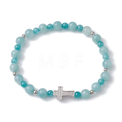 Natural Mixed Gemstone Beaded Stretch Bracelet BJEW-JB09979-1