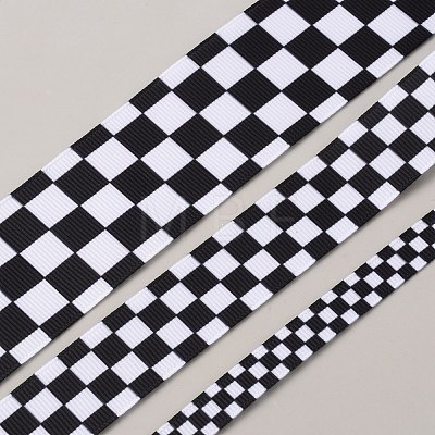Polyester Tartan Pattern Grosgrain Ribbon OCOR-WH0078-537-1