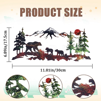 Forest Bear Iron Wall Art Decorations AJEW-WH0413-17-1