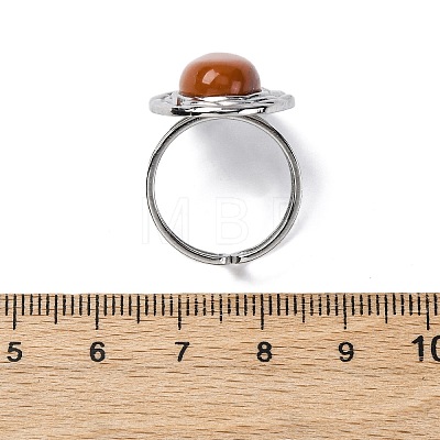 Oval Natural Red Jasper Finger Rings RJEW-M063-01P-12-1