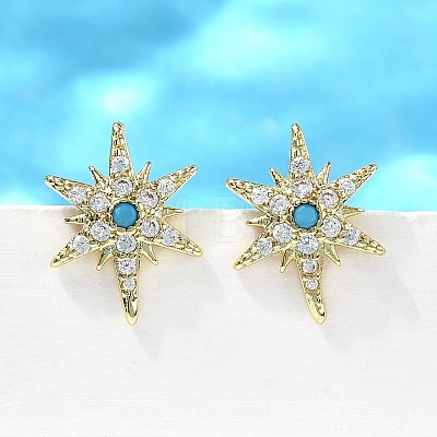 Star Brass Micro Pave Cubic Zirconia Ear Studs EJEW-D304-36G-1