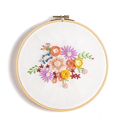 Flower Pattern DIY Embroidery Starter Kits PW-WG24509-07-1