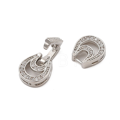 Brass Micro Pave Clear Cubic Zirconia Fold Over Clasps KK-C075-06P-1