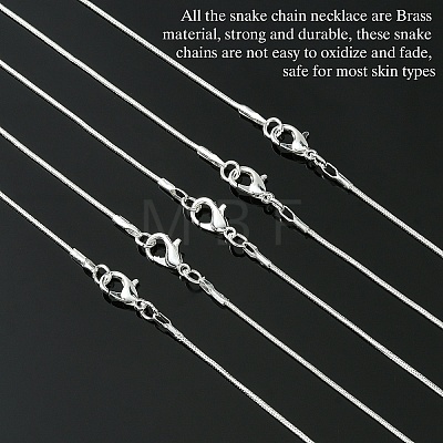 Brass Round Snake Chain Necklace with Lobster Claw Clasps MAK-YW0001-14A-1