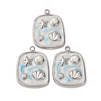 304 Stainless Steel Enamel Pendants STAS-P406-25B-P-1