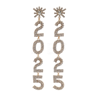 Brass Rhinestone Stud Earrings EJEW-Q012-02G-1