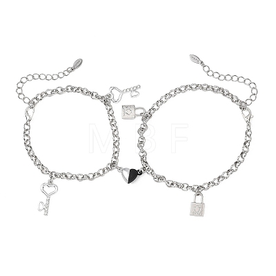2Pcs 304 Stainless Steel Charm Bracelets BJEW-JB12823-1