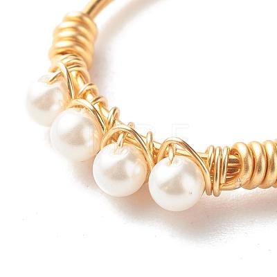 Round Shell Pearl Beads Finger Rings X1-RJEW-TA00001-1