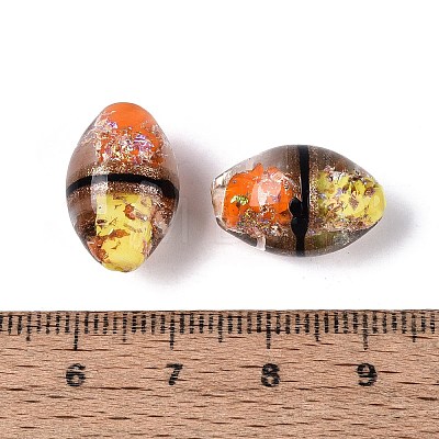 Two Tone Color Handmade Foil Glass Beads FOIL-Q001-01C-1