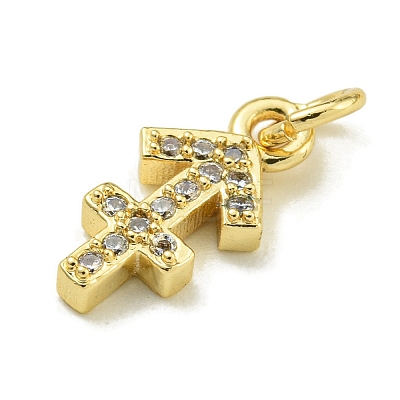 Rack Plating Brass Micro Pave Cubic Zirconia Pendants KK-K386-02H-G-1