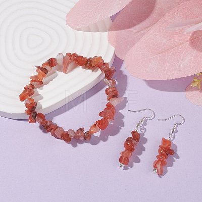 Natural Red Agate Chips Beaded Jewelry Set SJEW-JS01232-04-1