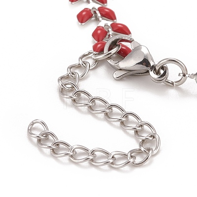 Enamel Wheat Link Chains Bracelet BJEW-P271-02P-05-1