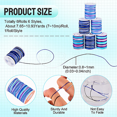 6Rolls 6 Styles Segment Dyed Polyester Thread NWIR-TA0001-47C-1