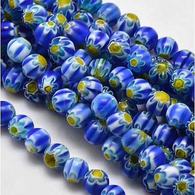 Round Millefiori Glass Beads Strands LK-P002-M-1