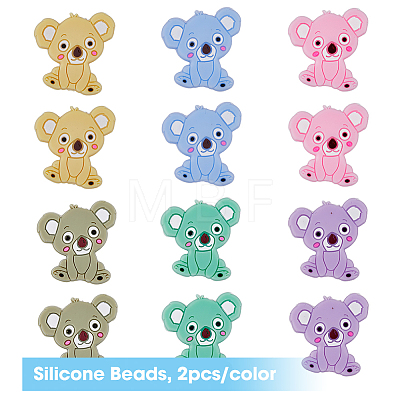 12Pcs 6 Colors Food Grade Eco-Friendly Silicone Beads SIL-HY0001-11-1