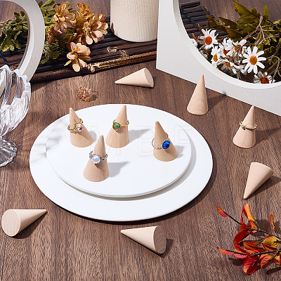 10Pcs Natural Wood Ring Displays RDIS-SC0001-06-1
