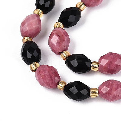 Natural Obsidian & Rhodonite Beads Strands G-N358-04A-04-1