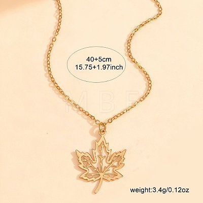 Alloy Hollow Out Maple Leaf Pendant Cable Chain Necklaces for Women WG239E5-01-1