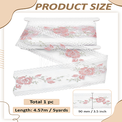 5 Yards Polyester Embroidered Lace Ribbon OCOR-LP0003-83-1