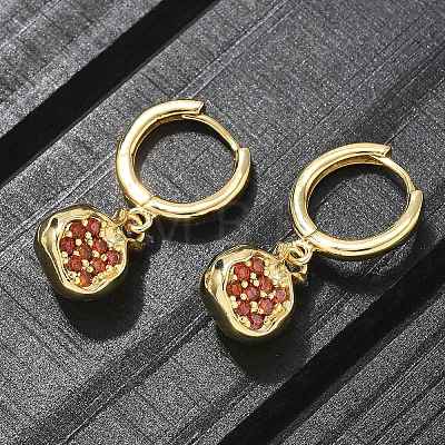 Brass Cubic Zirconia Hoop Earrings EJEW-Q015-02G-C-1