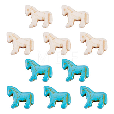 20Pcs 2 Colors Synthetic Turquoise Dyed Horse Beads G-TA0003-18B-1