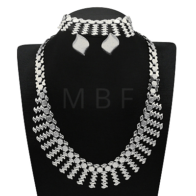 Alloy Chain Necklaces & Stud Earrings & Bracelets Sets FS-WG5EDEB-08-1