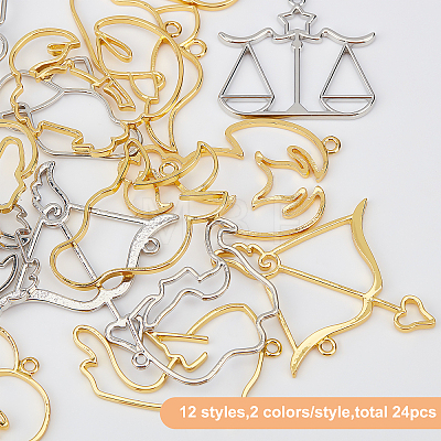 Olycraft 24Pcs Zinc Alloy Open Back Bezel Pendants PALLOY-OC0002-83-1