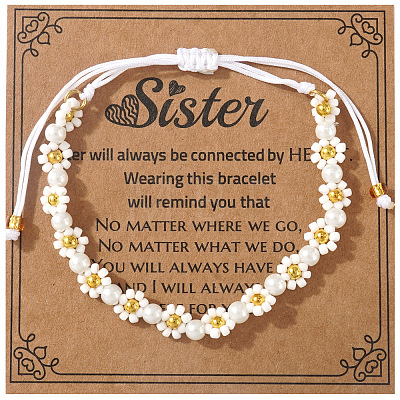 Bohemian Style Glass Seed Beads & Imitation Pearl Braided Bead Bracelets LS-XW4926-9-1