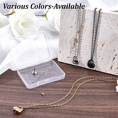 1Pc 304 Stainless Steel Heart Pendant Urn Ashes Necklaces NJEW-CN0001-20G-1