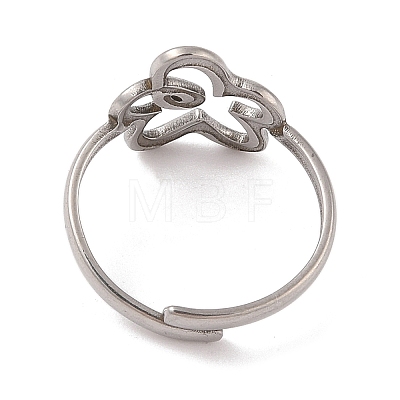 Non-Tarnish 304 Stainless Steel Hollow Flower Cuff Ring for Women RJEW-G322-07P-1