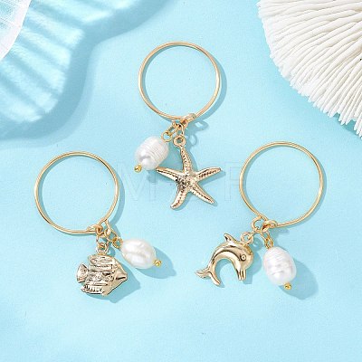 3Pcs 3 Styles Ocean 304/316 Stainless Steel Finger Rings RJEW-JR01005-1
