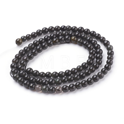 Natural Obsidian Beads Strands X-G-G099-4mm-24-1