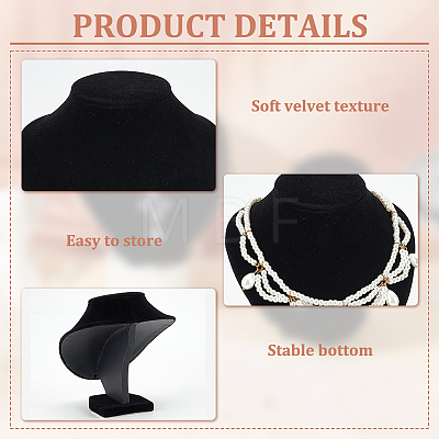 Plastic Covered with Velvet Necklace Bust Display Stands NDIS-WH0008-01-1