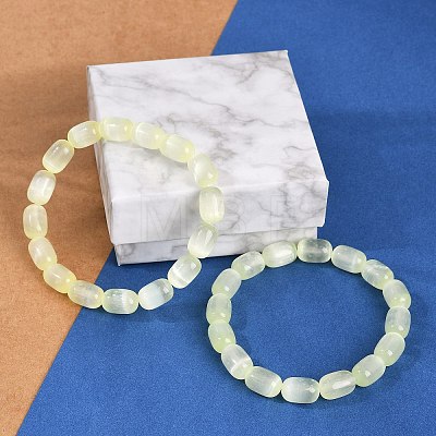 Dyed Natural Selenite Column Beaded Stretch Bracelets for Women BJEW-I312-05C-1