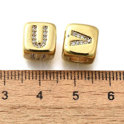 Brass Micro Pave Cubic Zirconia European Beads KK-R218-01G-1