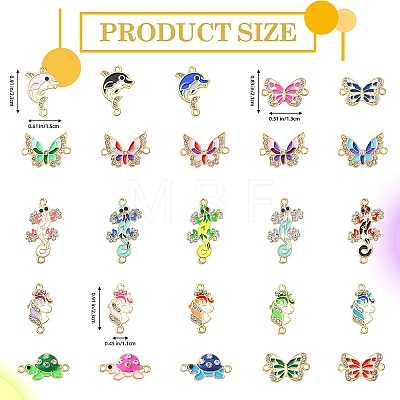 50Pcs 25 Styles Alloy Enamel Connector Charms ENAM-SZ0004-14-1