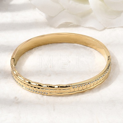 304 Stainless Steel Rhinestone Hinged Bangles for Women BJEW-B168-10G-1