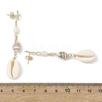304 Stainless Steel with Natural Pearl Beads Stud Earrings EJEW-JE07421-1